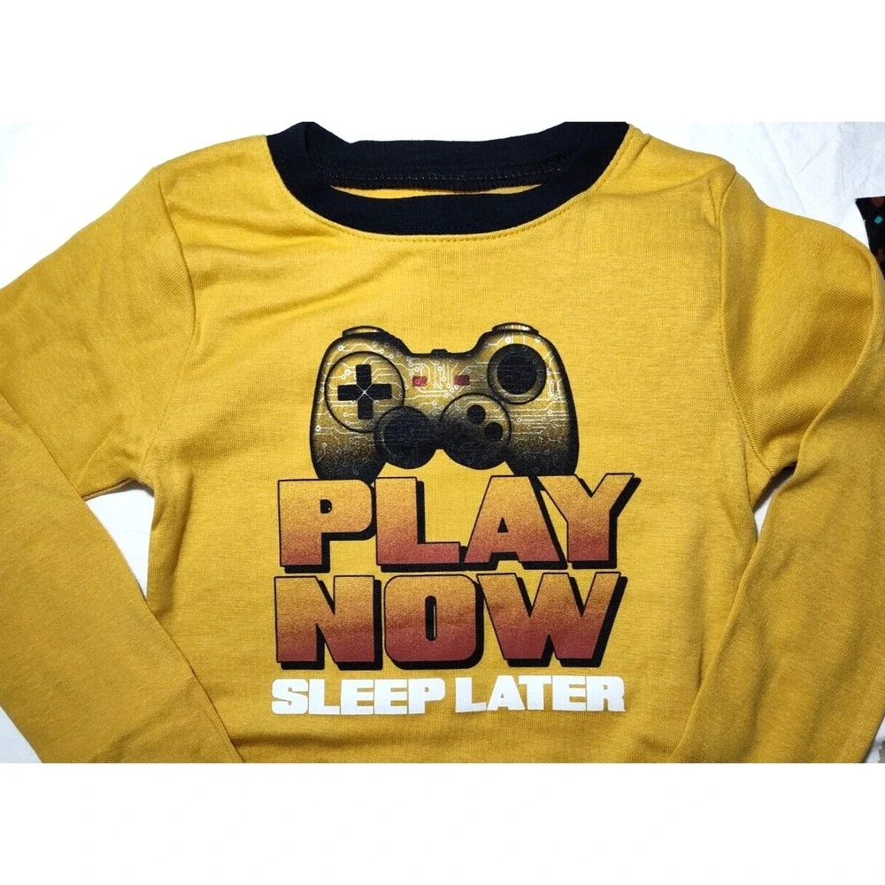 Carter's Sz 6 Boys Gamer‎ 4pc Pajama Set Play Now Sleep Later Long Sleeve Cotton